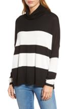 Women's Press Wide Stripe Turtleneck Sweater - Black