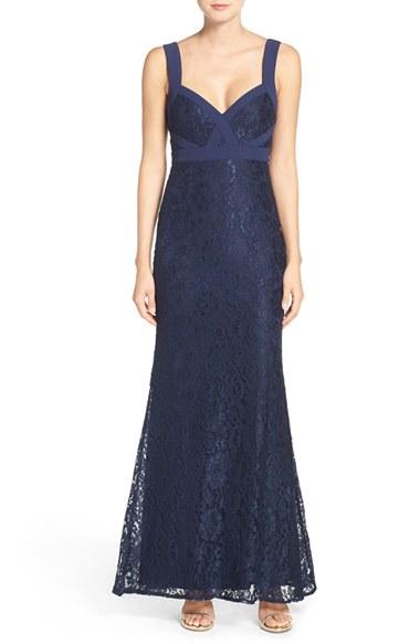 Women's Lulus Sleeveless Lace Mermaid Gown - Blue