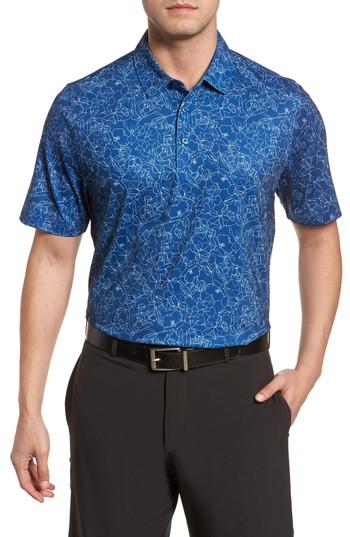 Men's Cutter & Buck Serene Print Drytec Moisture Wicking Polo, Size - Blue