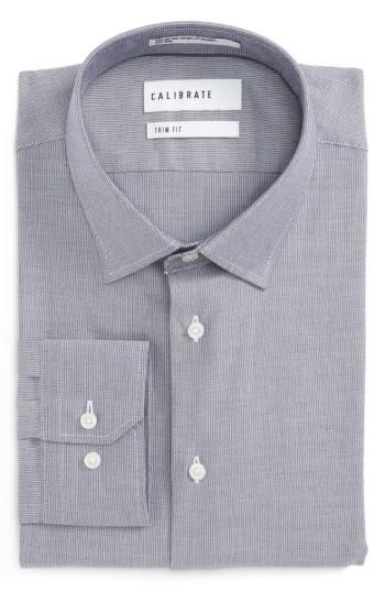 Men's Calibrate Trim Fit No-iron Stretch Cotton Dress Shirt .5 32/33 - Grey