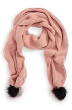 Women's Bp. Faux Fur Pom Knit Scarf, Size - Pink