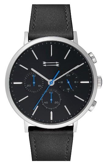 Men's Uri Minkoff Griffith Leather Strap Watch, 43mm