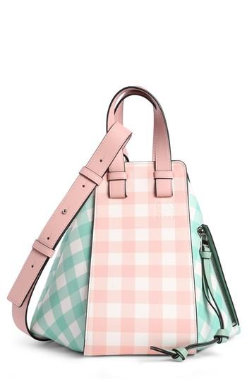 Loewe Small Hammock Gingham Leather Shoulder Bag - Pink