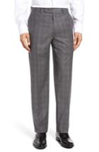 Men's Jb Britches Flat Front Plaid Wool Trousers R - Grey