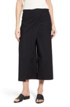Women's Eileen Fisher Foldover Wide Leg Crop Pants, Size - Black