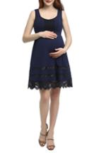 Women's Kimi And Kai Savana Lace Trim Maternity Skater Dress - Blue