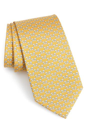 Men's Salvatore Ferragamo Fido Print Silk Tie, Size - Yellow