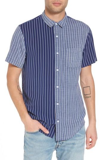 Men's The Rail Short Sleeve Colorblock Stripe Shirt - Blue