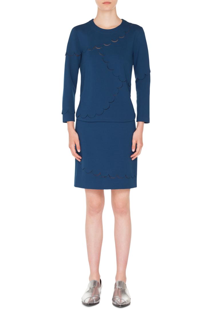 Women's Akris Punto Scallop Detail Jersey Top - Blue
