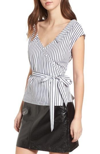 Women's Astr The Label Stripe Wrap Top - White
