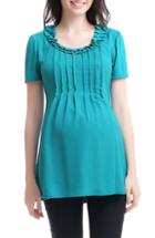 Women's Kimi And Kai Nyssa Belted Maternity/nursing Top - Blue/green