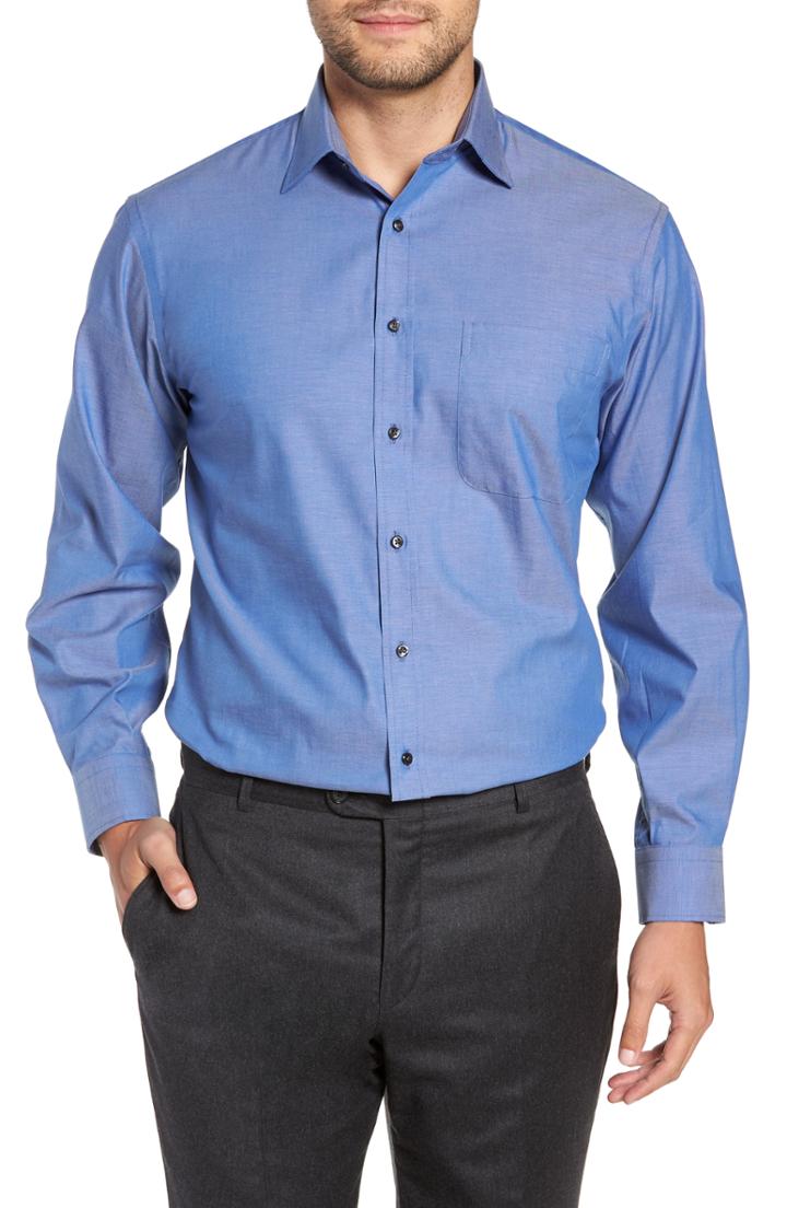 Men's Nordstrom Men's Shop Classic Fit Non-iron Dress Shirt - 36 - Blue