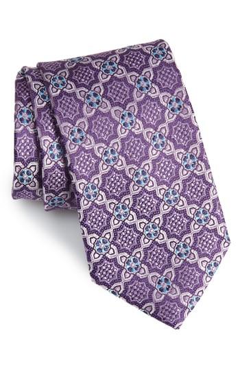 Men's Nordstrom Men's Shop Inox Medallion Silk Tie, Size - Purple