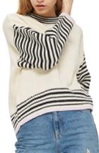 Women's Topshop Whipstitch Stripe Sweater Us (fits Like 2-4) - Ivory