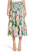 Women's Lafayette 148 New York Adalia Pleated Floral Silk Skirt