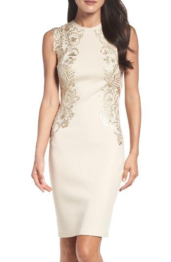 Women's Tadashi Shoji Sequin Applique Neoprene Sheath Dress