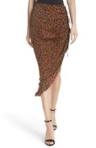 Women's Dvf Asymmetrical Ruched Silk Jersey Skirt - Brown