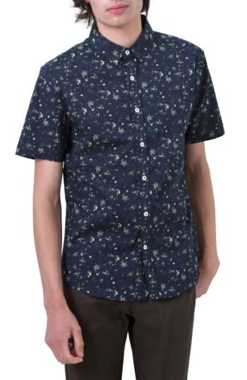 Men's 7 Diamonds Rising Water Print Woven Shirt - Blue