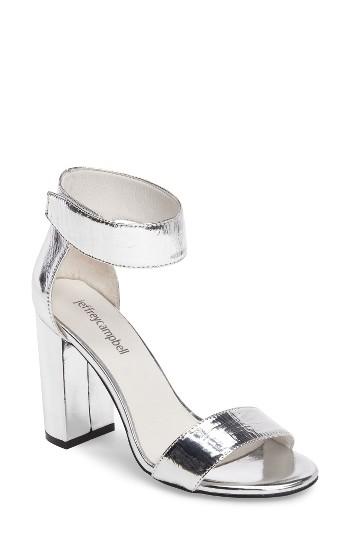 Women's Jeffrey Campbell 'lindsay' Ankle Strap Sandal M - Metallic