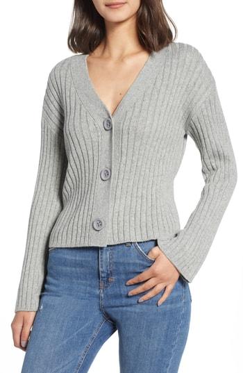 Women's Leith Rib Knit Cardigan, Size - Grey