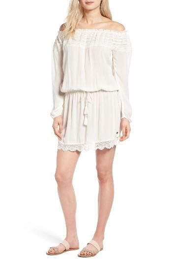Women's Roxy Lace Trim Off The Shoulder Dress - White