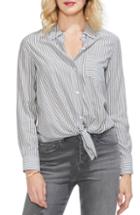 Women's Vince Camuto Stripe Tie Front Blouse, Size - White