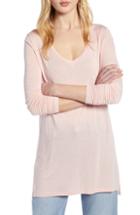 Women's Halogen Long Sleeve Lightweight Tunic, Size - Pink