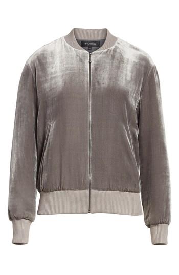 Women's St. John Collection Velvet Bomber - Grey
