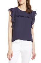 Women's Halogen Flutter Sleeve Crepe Top - Blue