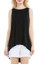 Women's Vince Camuto Embroidered High/low Top - Black