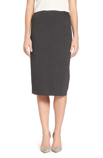 Petite Women's Vince Camuto Ponte Midi Skirt, Size P - Grey