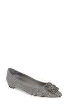 Women's Manolo Blahnik 'hangisi' Jeweled Pointy Toe Flat Us / 38eu - Grey