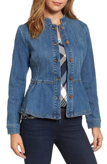 Women's Halogen Peplum Denim Jacket - Blue