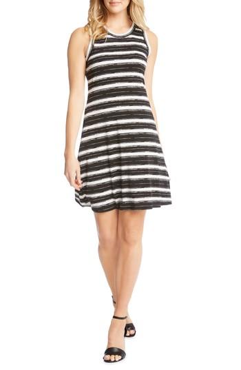 Women's Karen Kane Stripe Fit And Flare Dress - Black