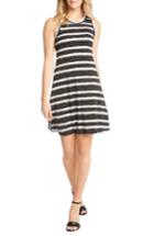 Women's Karen Kane Stripe Fit And Flare Dress - Black
