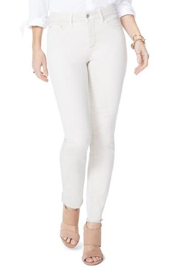 Women's Nydj Sheri Frayed Hem Stretch Slim Ankle Jeans - Beige