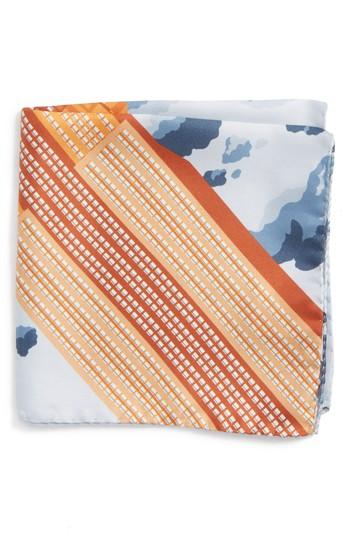 Men's Eton Empire State Building Silk Pocket Square, Size - Orange