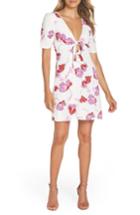 Women's Bardot Stencil Flower Knot Front Dress - White