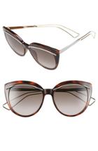 Women's Dior 'liner' 56mm Cat Eye Sunglasses - Havana/ Rose Gold