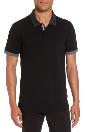 Men's Boss Contrast Trim Polo, Size - Black