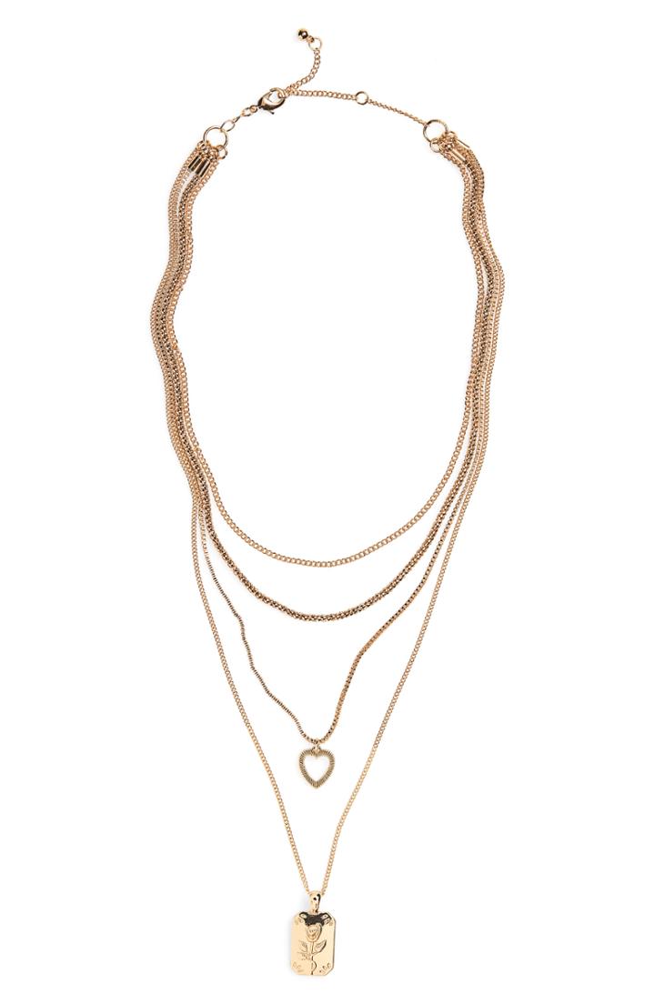 Women's Bp. Layered Heart & Flower Necklace