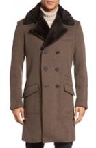 Men's Billy Reid Bowery Cashmere Long Coat With Genuine Nutria Fur Collar - Brown
