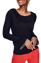 Women's Boden Lavinia Ruffle Trim Sweater - Blue