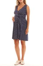 Women's Everly Grey Tobin Print Faux Wrap Maternity/nursing Dress - Blue