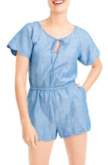 Women's J.crew Scallop Cover-up Romper, Size - Blue