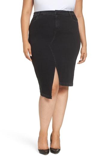 Women's Ashley Graham X Marina Rinaldi Canoa Asymmetrical Denim Skirt