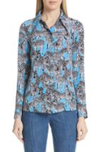 Women's Michael Kors Zebra Print Crepe De Chine Blouse - Blue