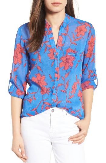Women's Kut From The Kloth Jasmine Print Roll Sleeve Blouse