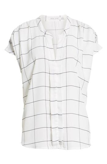 Women's Bishop + Young Jessica Windowpane Plaid Chiffon Blouse - White