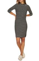 Women's Sanctuary Essentials Stripe Mock Neck Dress - Black